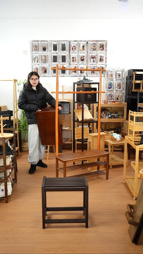 木【花梨色+胡桃色】衣帽架