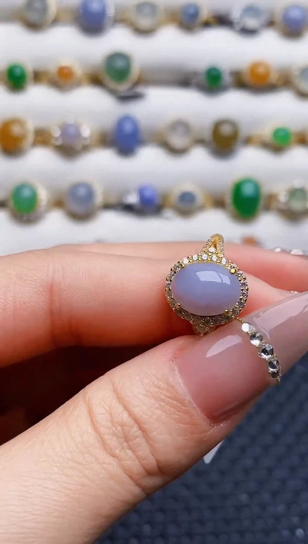 银S925镶嵌戒指翡翠7035