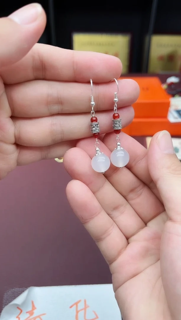 玛瑙/玉髓耳饰银S925镶嵌234000