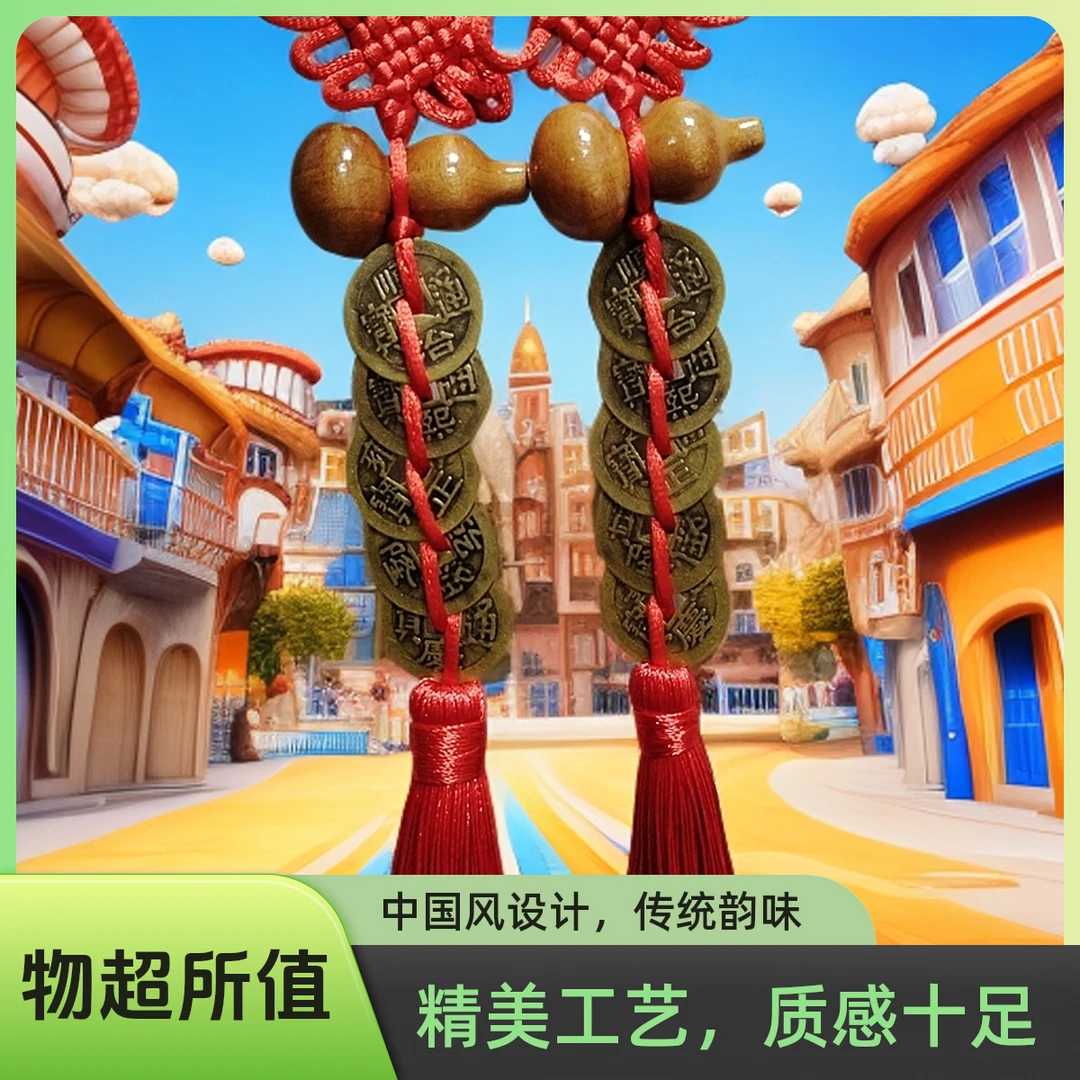 心香玉桃木葫芦五帝钱祈福挂件材料