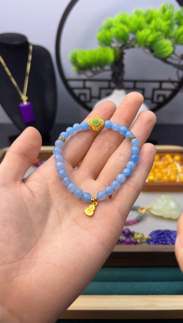 【闪购商品】海蓝宝石手链14K金镶嵌S450