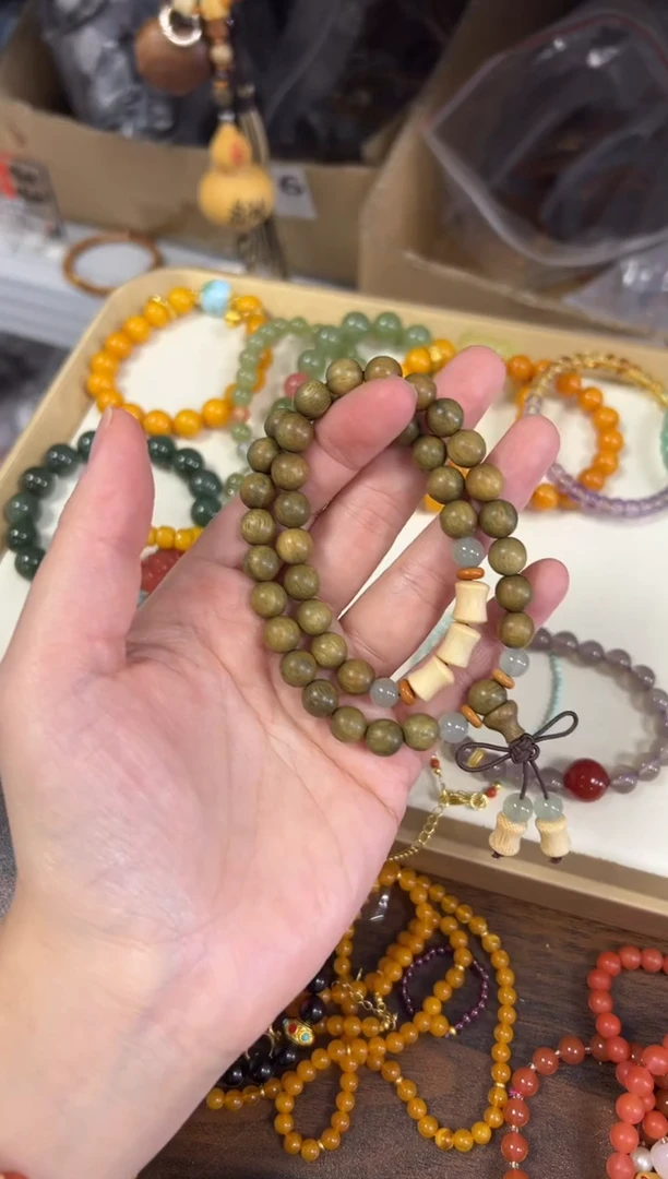 未镶嵌维腊木（绿檀）手串绿檀木竹节设计款双圈[0242]