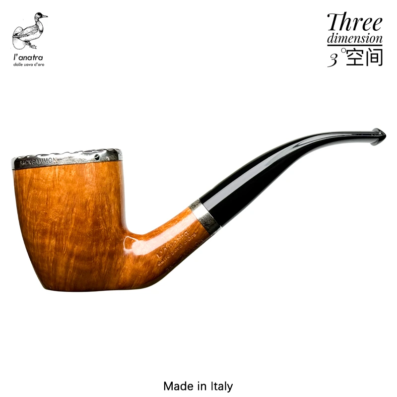 L'Anatra意大利鸭子十五子棋系列原木色光面手工石楠木烟斗 SY