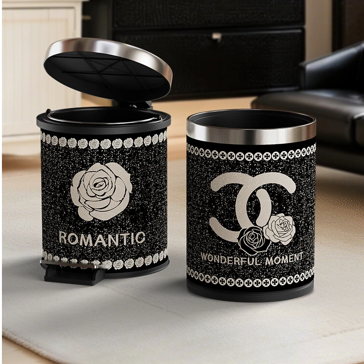 法式轻奢家用垃圾桶2025新款小香风客厅高颜值高档酒店大容量带盖