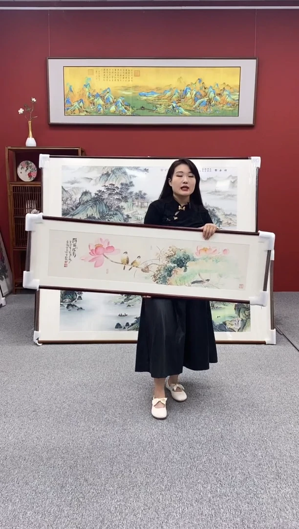 国画手绘 荷塘清趣 150*45