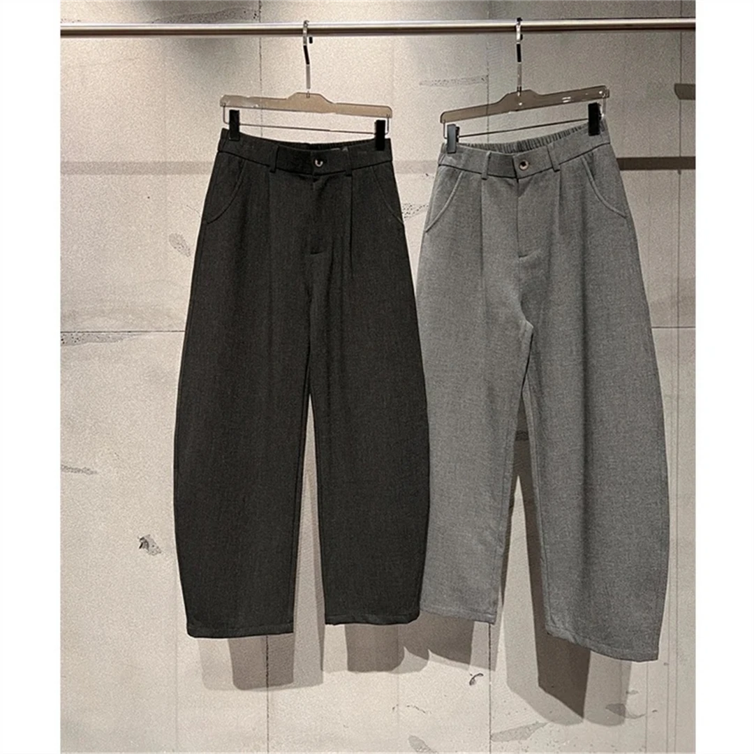 秋冬新款羊毛混纺廓形弯刀休闲裤男立体剪裁结构轻柔垂顺宽松长裤