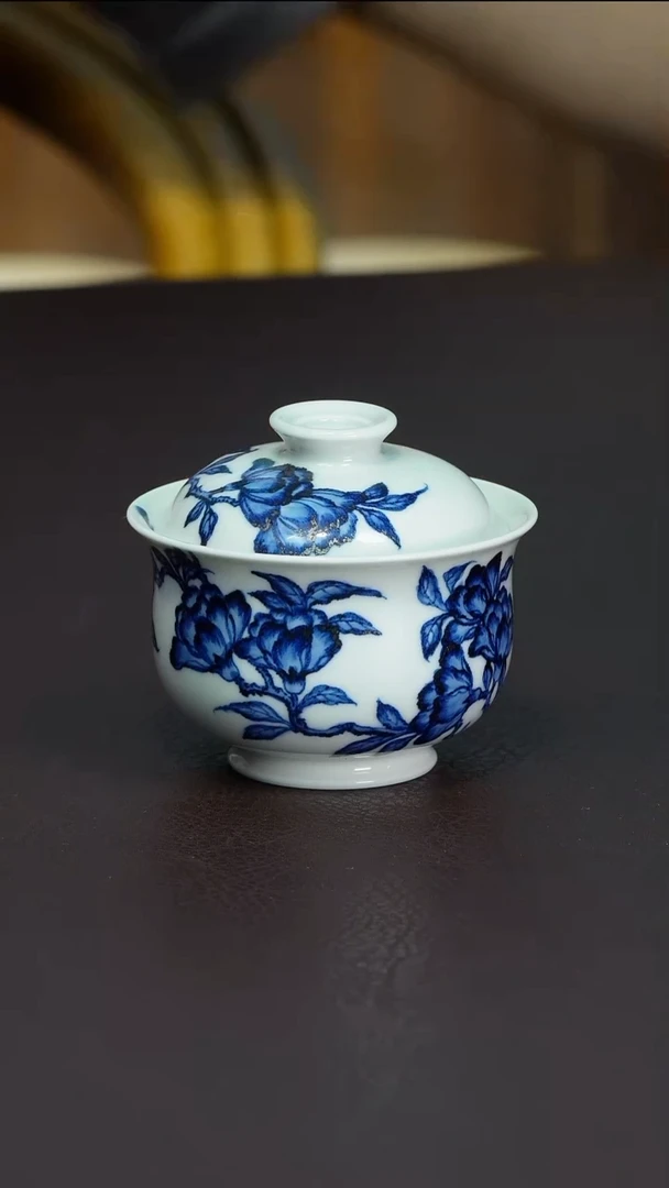 杯樂静堂布袋盖碗玉兰花120ml