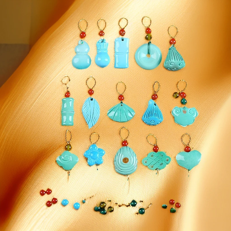 高瓷蓝高瓷绿雕刻珠子背云DIY配饰饰品多样性发货（直播讲解为准）