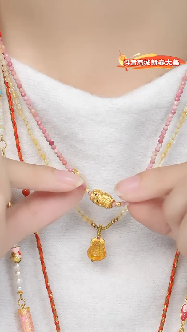 【闪购商品】菱锰矿（红纹石）项链银S925镶嵌XJ项链