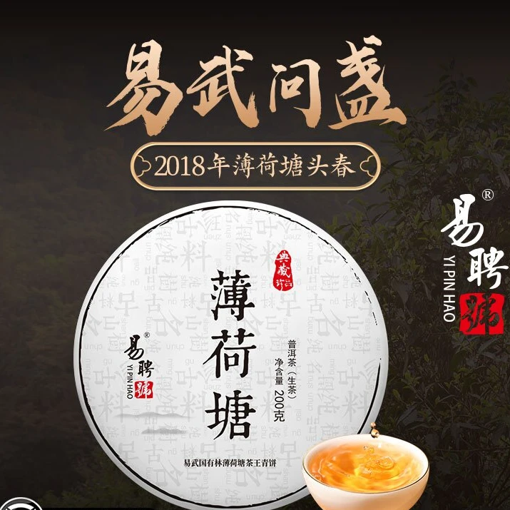 易聘号2018年易武薄荷塘头春古树纯料200g/饼7年干仓珍藏普洱生茶