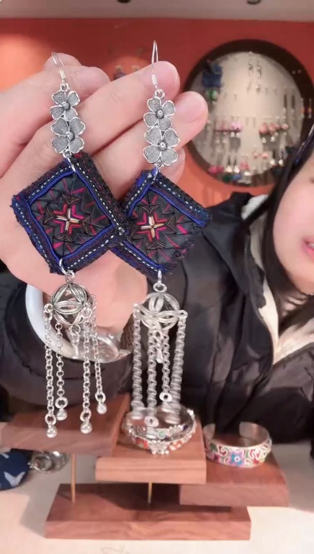 织绣长红绣艺坊苗银苗绣耳环39