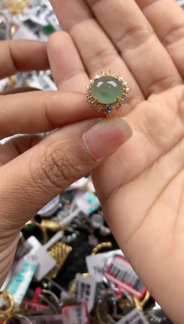 银S925镶嵌戒指翡翠7777-----3