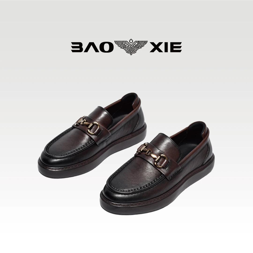 宝鞋2025新款真皮乐福鞋商务休闲高端男士头层牛皮豆豆鞋6050Z