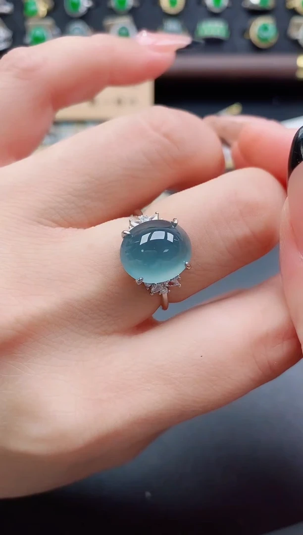 银S925镶嵌戒指翡翠1