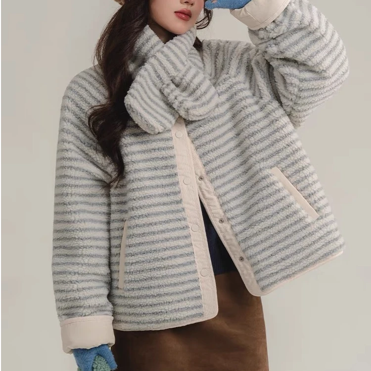 韩系休闲两面穿棉服女冬季加厚保暖外套  B380