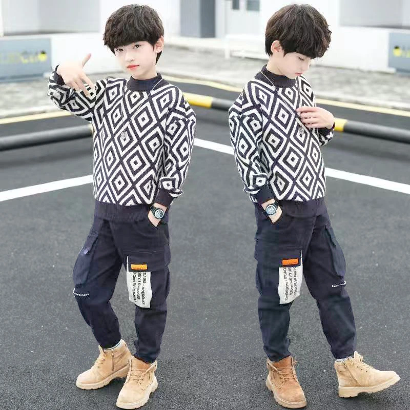 男童冬季新款加厚针织打底衫