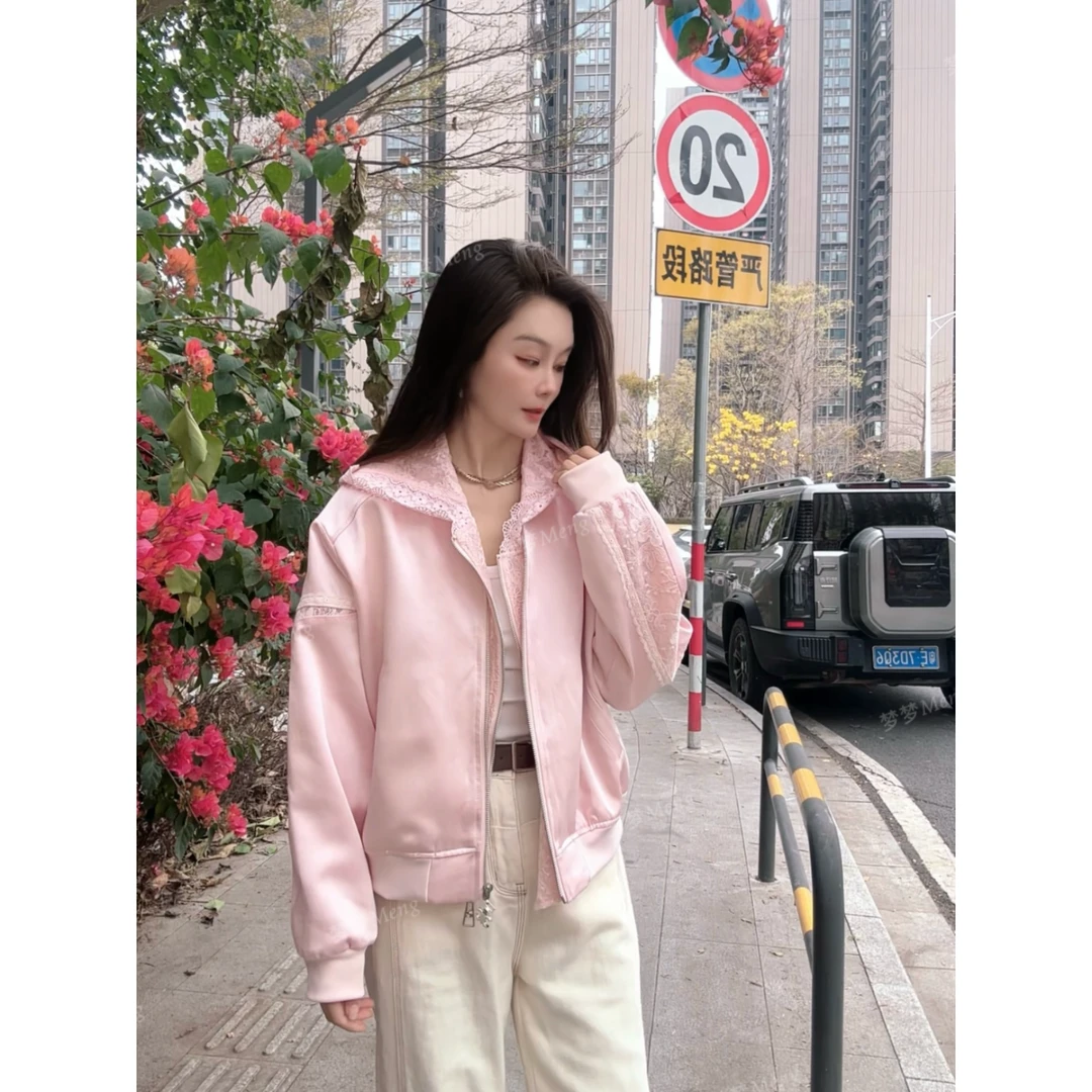 Meng  布达佩斯  蕾丝勾花连帽设计假两件时尚气质短款外套*320