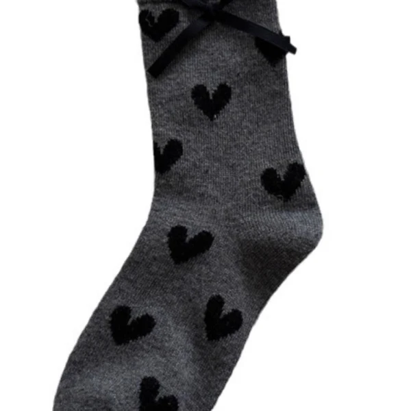 秋冬百搭显瘦手工蝴蝶结爱心堆堆袜子中筒袜