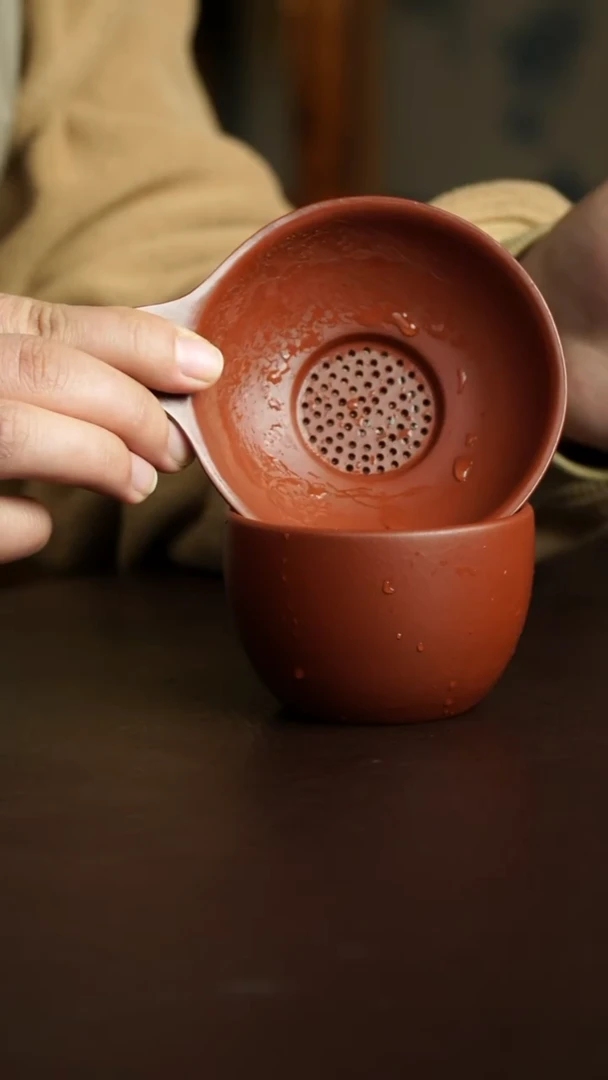 茶杯紫砂41号 李建军老师牡丹花茶漏+主人杯 双12炸漏