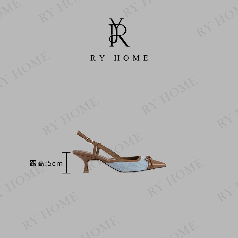 【容雨RYHOME】复古路易跟Slingback Pumps蝴蝶结中跟鞋251X1302