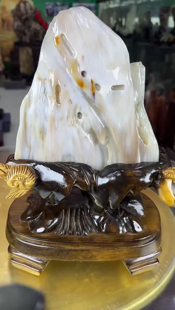 缅甸天然树化玉精品摆件