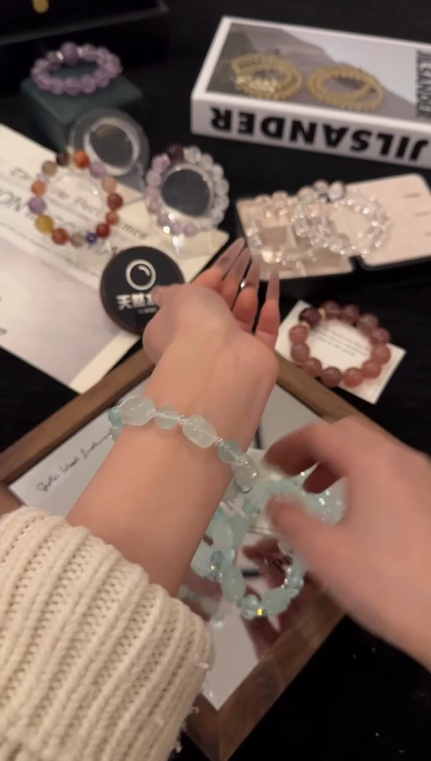 未镶嵌手链水晶薄荷拉丝萤石x3345