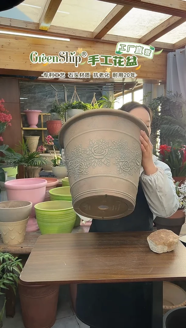 38*31/MD38/古铜色浮雕大花盆外贸尾单