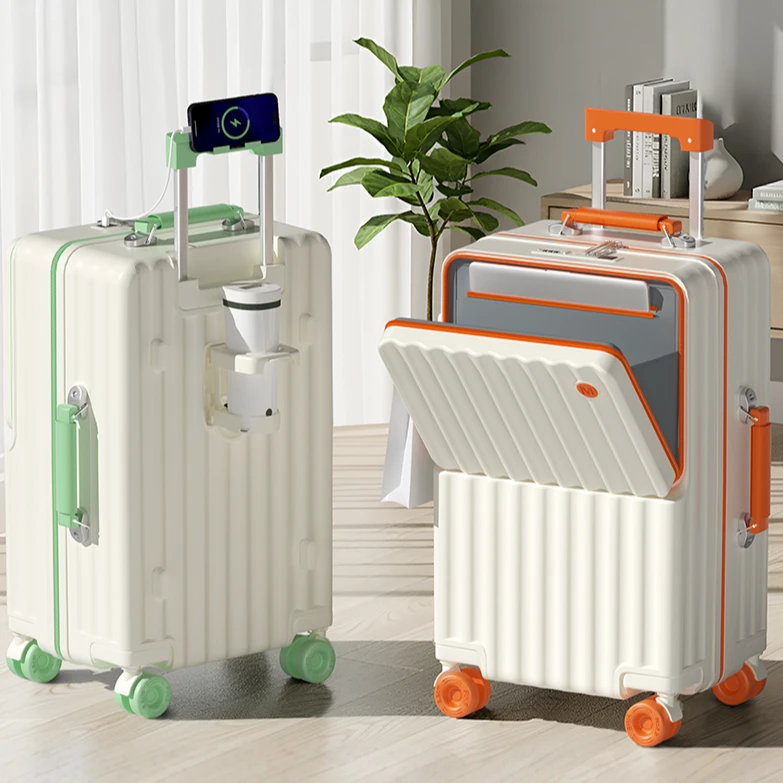 前开口行李箱20寸登机箱大容量旅行箱静音万向轮拉杆箱加厚密码箱