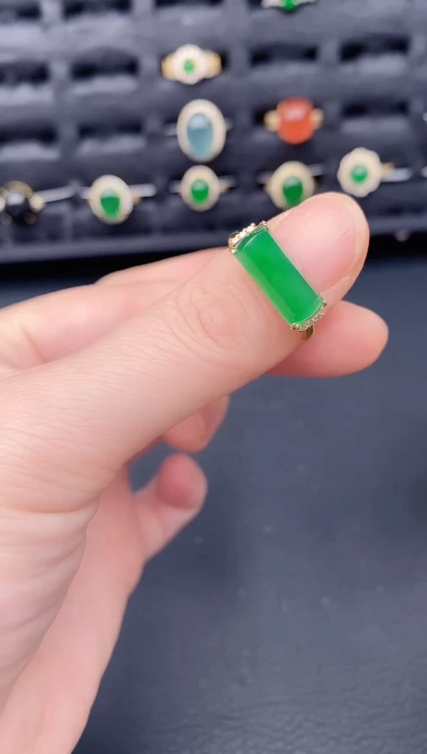 银S925镶嵌戒指翡翠天然a货翡翠188
