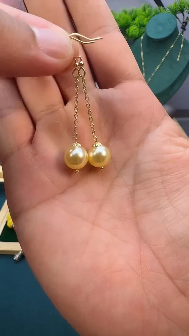 14K金镶嵌淡水珍珠耳饰E125