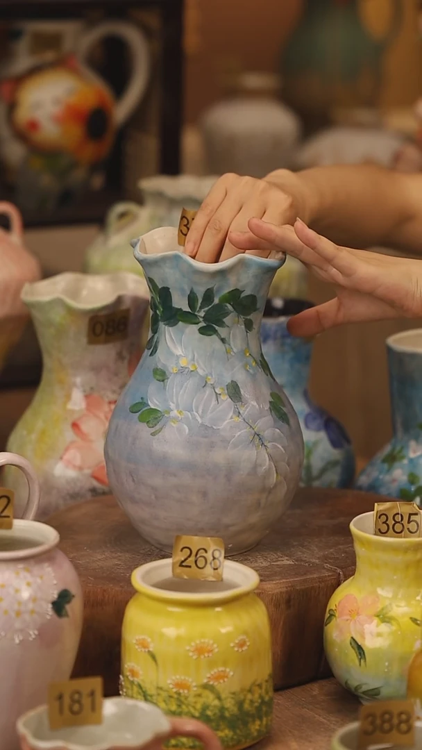 陶瓷377景德镇设计师手作花器摆件侘寂风