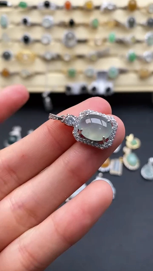 银S925镶嵌戒指翡翠2222222+9