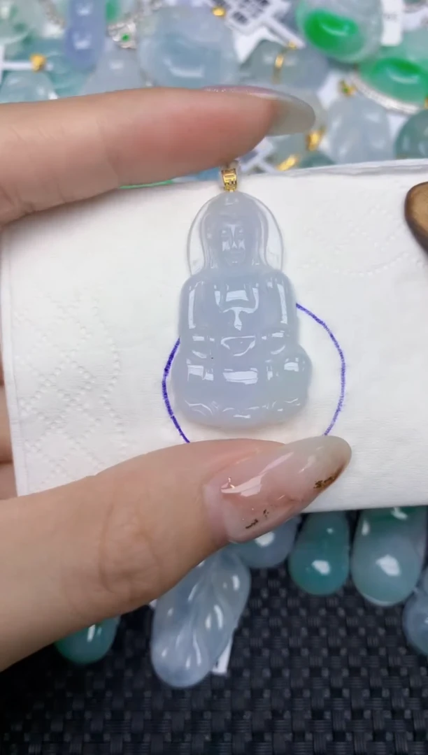 颈饰18K金镶嵌翡翠天然缅甸翡翠a货百元以上9元证书费自理