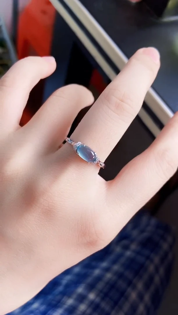 翡翠戒指银S925镶嵌12