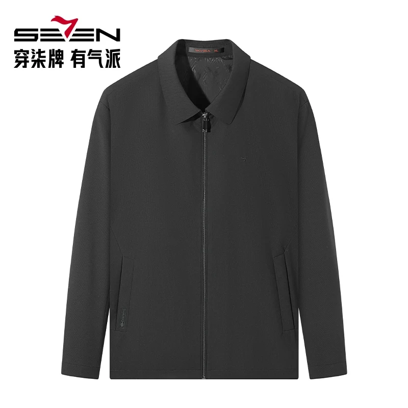 【三防免烫】柒牌夹克商务休闲暗格提花男士行政外套翻领春秋季新款