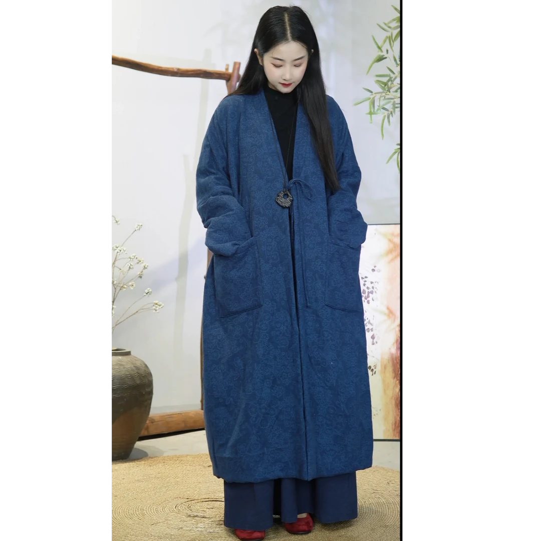 【离歌】冬款加棉禅意风清冷风宽松自在汉服袍子