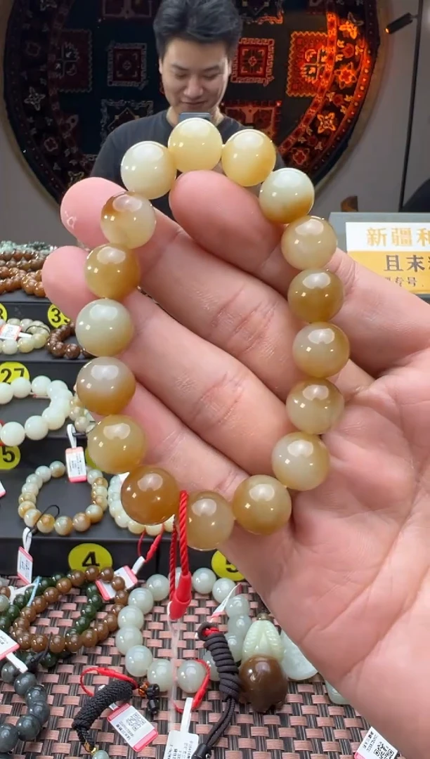 未镶嵌手串和田玉若羌糖黄口手串卡12