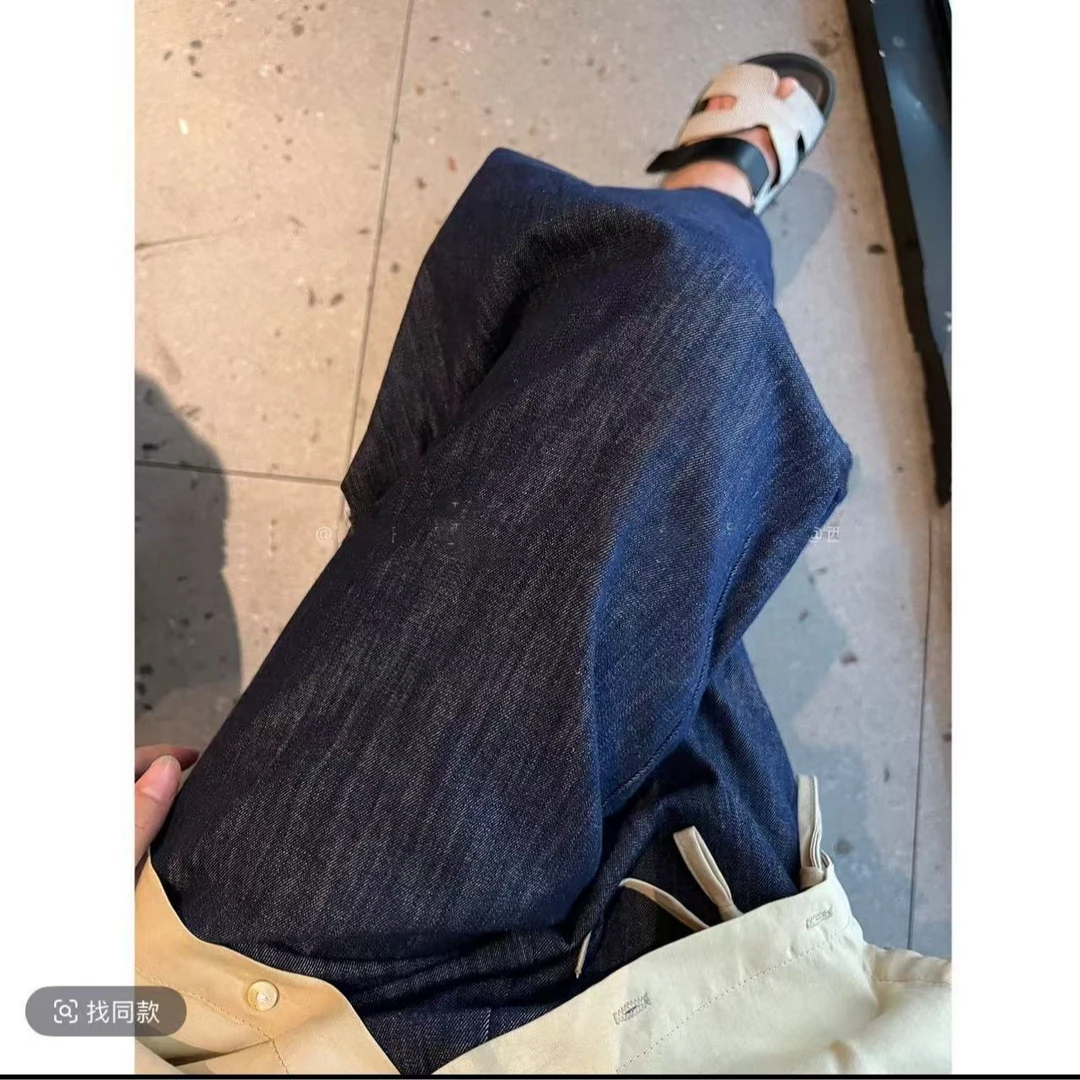 【国民慵懒裤】不掉色汉麻莱赛尔高货夏季松紧腰奶奶牛仔裤女九分裤