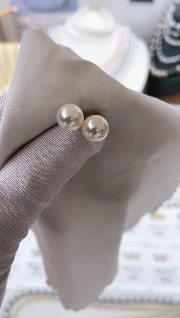 【闪购商品】海水珍珠耳饰18K金镶嵌特选福利7.5-8mm不退不换