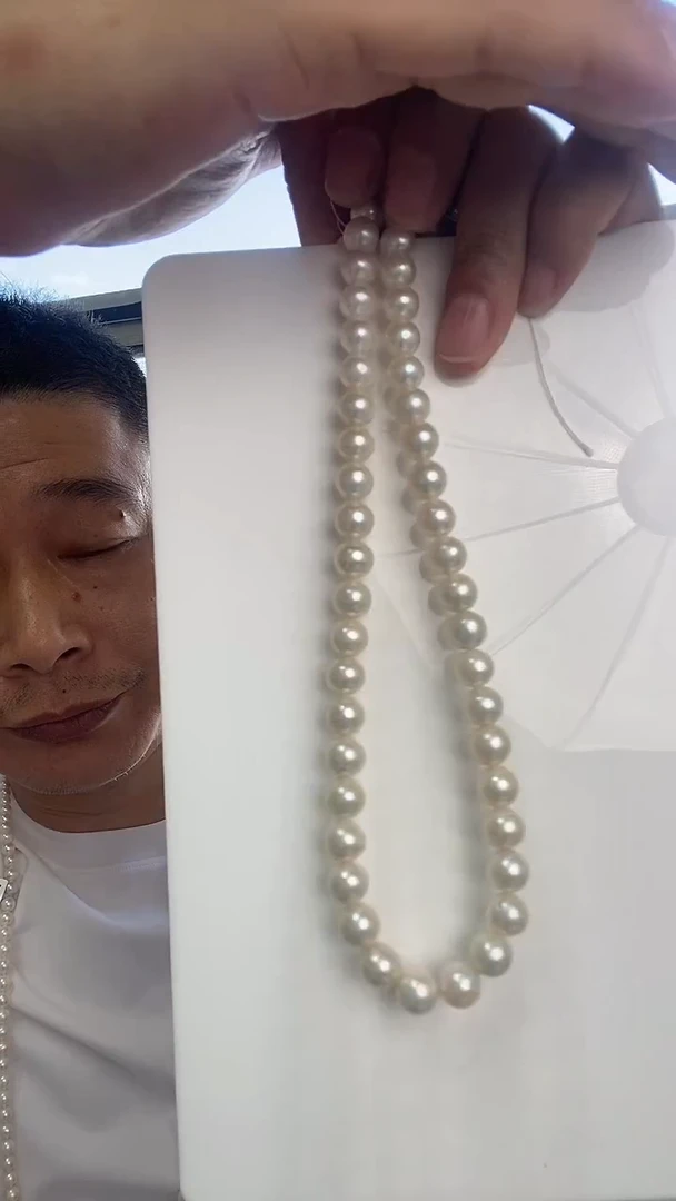 颈饰银S925镶嵌淡水珍珠9-10mm珍珠项链