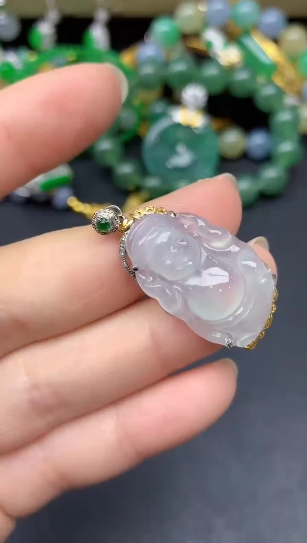 颈饰18K金镶嵌翡翠177-雪姐翡翠天天见