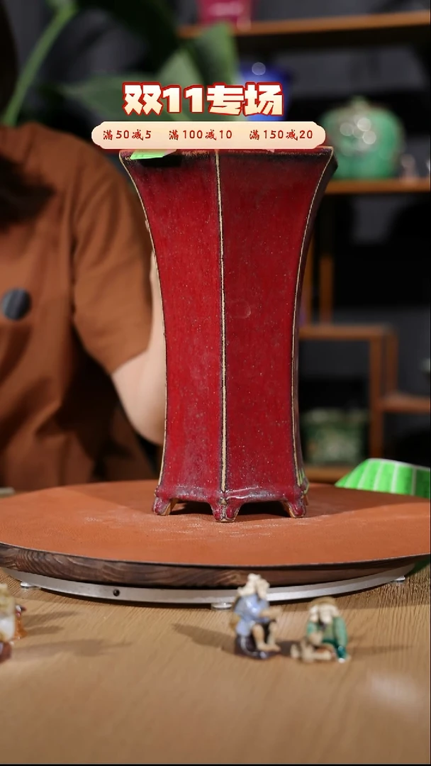 【石湾花盆】10寸六角兰盆薄釉291