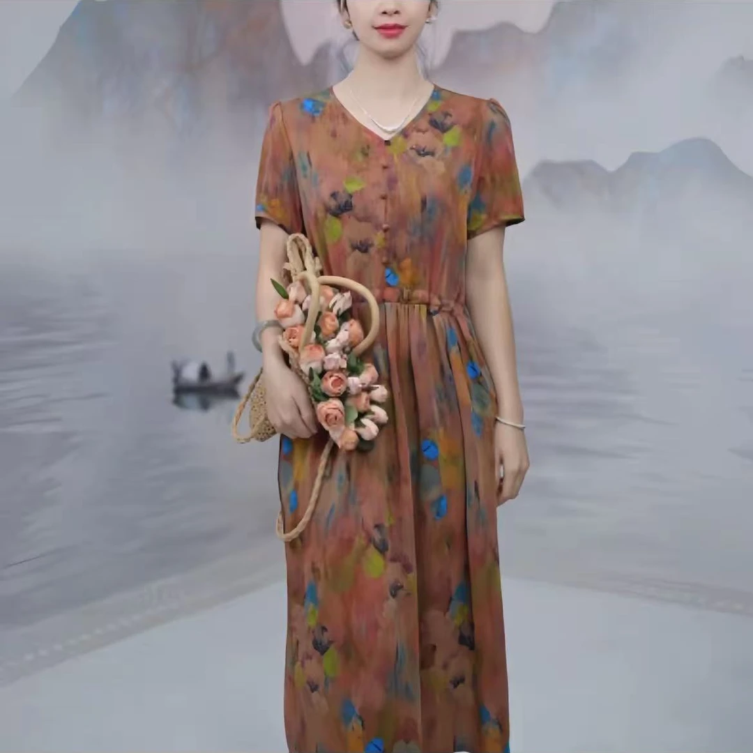 M1822女装连衣裙气质时尚夏季休闲百搭显瘦中长款裙子