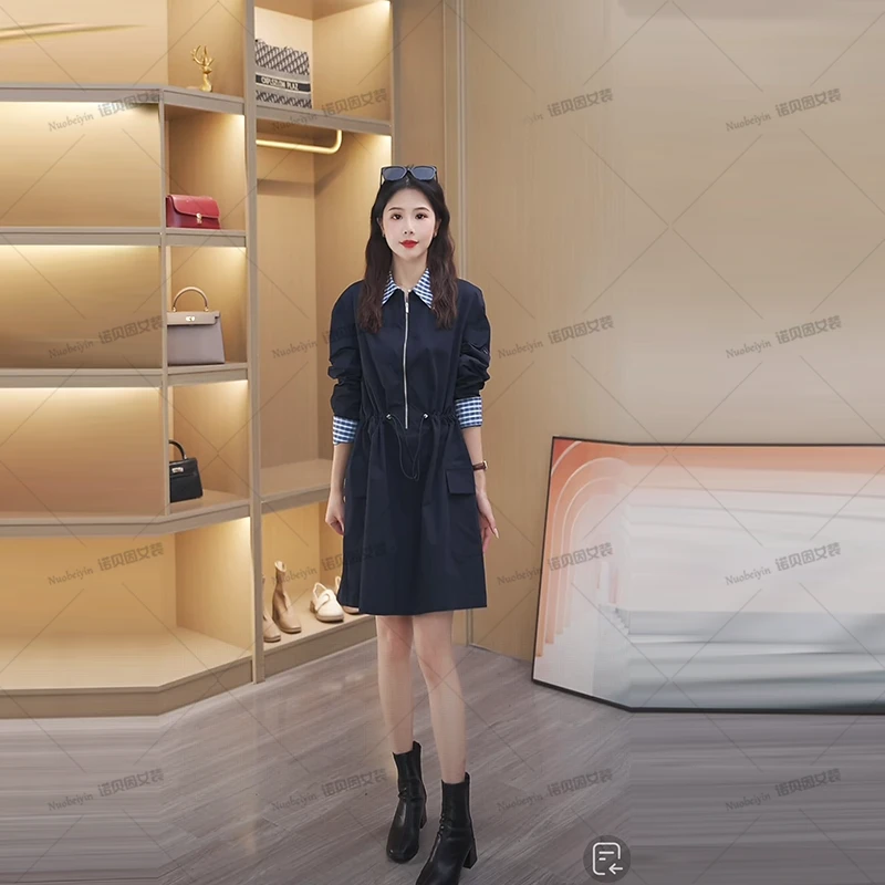 nuobeiyin/诺贝因秋季新款小个子工装风休闲气质连衣裙NTS682967