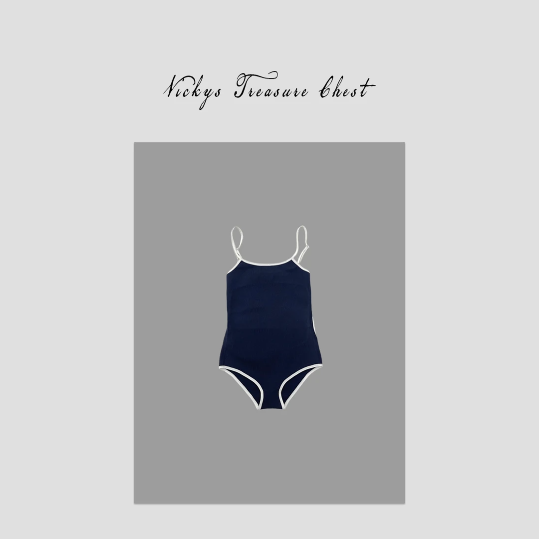 混搭穿法 字母徽标刺绣后背镂空露背吊带连体泳衣80051