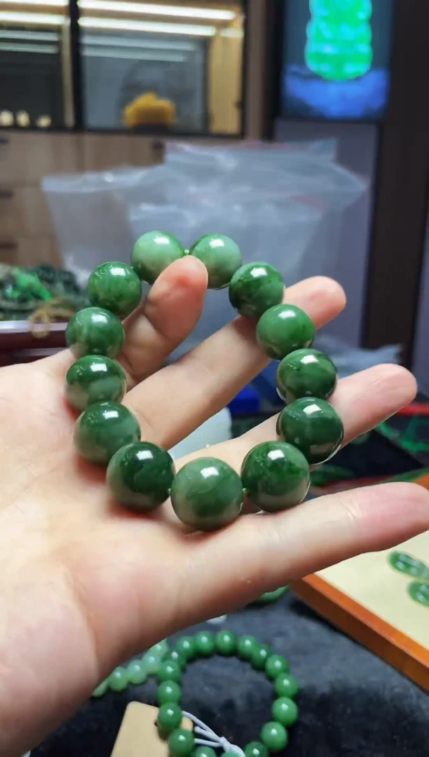 手串未镶嵌和田玉和田玉碧玉手串14mm