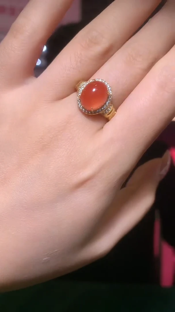 银S925镶嵌南红玛瑙戒指【宝石世家严选】