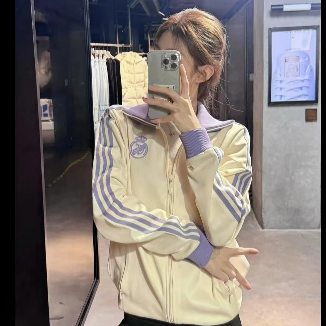 adidas/阿迪达斯男女运动休闲皇马足球文化复古夹克外套 IY0058
