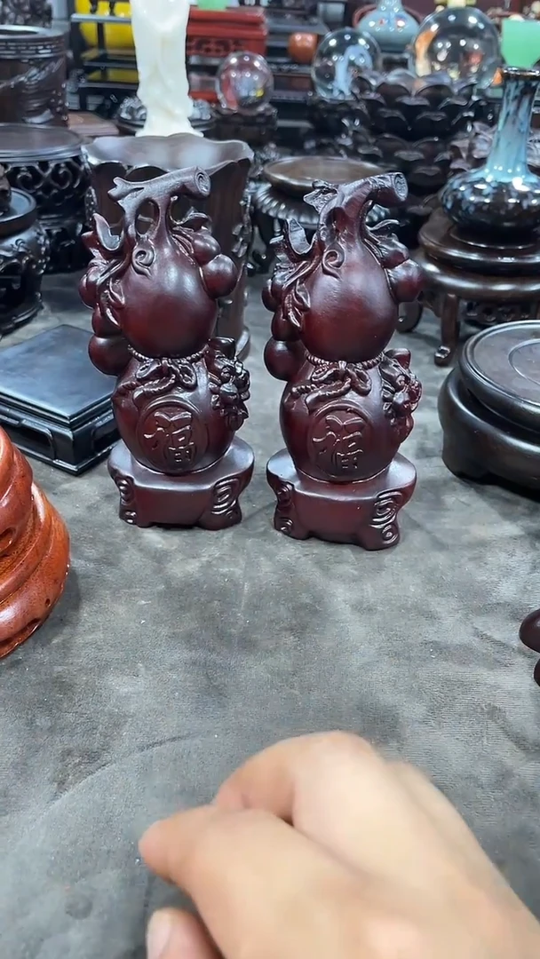 手工艺品琉璃红木工艺品摆件2个