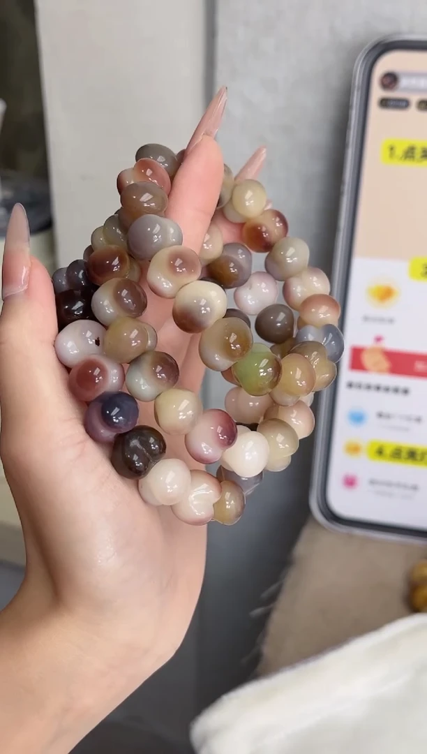 菩提根/象牙果手串e10紫美人玉化小屁桃12*14瑕疵不补随机